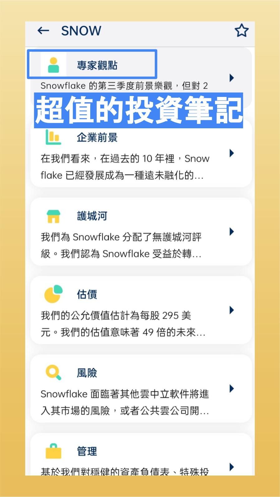 巴菲特持有的雪花snowfake