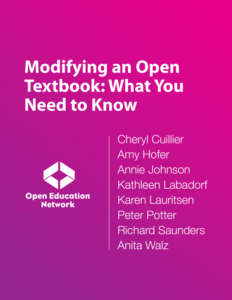 Modifying an Open Textbook: What You Need to Know