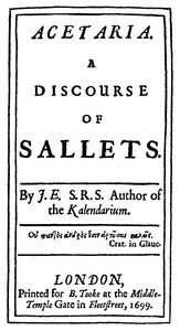 Acetaria: A Discourse of Sallets by John Evelyn