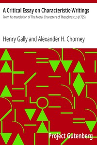 A Critical Essay on Characteristic-Writings by Henry Gally