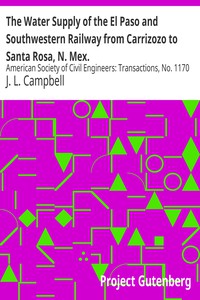 The Water Supply of the El Paso and Southwestern Railway from Carrizozo to Santa