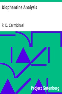 Diophantine Analysis by R. D. Carmichael