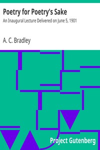 Poetry for Poetry's Sake by A. C. Bradley