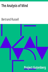 The Analysis of Mind by Bertrand Russell