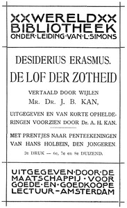 De Lof der Zotheid by Desiderius Erasmus