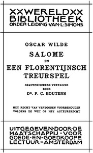 Salome en Een Florentijnsch Treurspel by Oscar Wilde