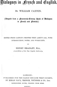 Dialogues in French and English by William Caxton