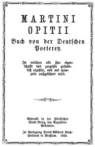 Buch von der Deutschen Poeterey by Martin Opitz