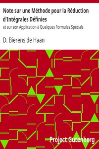 Note sur une Méthode pour la Réduction d'Intégrales Définies by D. Bierens de Haan