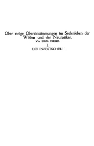 Die Inzestscheu by Sigmund Freud