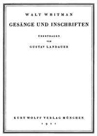 Gesänge und Inschriften by Walt Whitman