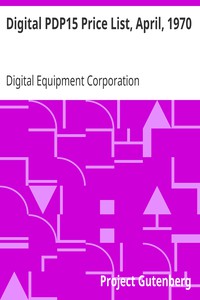 Digital PDP15 Price List, April, 1970 by Digital Equipment Corporation