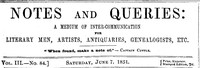 Notes and Queries, Number 84, June 7, 1851 by Various