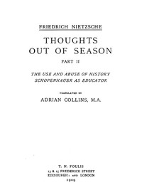 Thoughts Out of Season, Part II by Friedrich Wilhelm Nietzsche