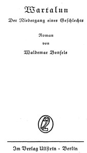 Wartalun: Der Niedergang eines Geschlechts by Waldemar Bonsels