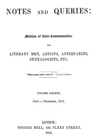 Notes and Queries, Index of Volume 4, July-December, 1851 by Various