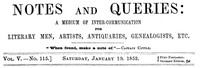 Notes and Queries, Vol. V, Number 115, January 10, 1852 by Various