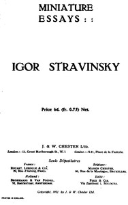 Miniature essays: Igor Stravinsky by Anonymous