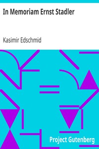 In Memoriam Ernst Stadler by Kasimir Edschmid