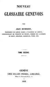 Nouveau Glossaire Genevois, tome 2/2 by Jean Humbert