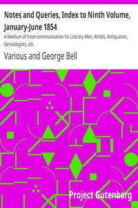 Notes and Queries, Index to Ninth Volume, January-June 1854 by Various