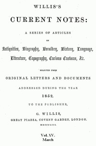 Willis's Current Notes, No. 15, March 1852 by George Willis