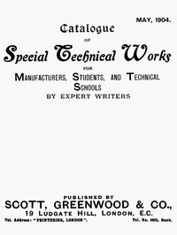 Catalogue of Special Technical Works for Manufacturers, Students, and Technical