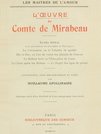 L'oeuvre du comte de Mirabeau by comte de Honoré-Gabriel de Riqueti Mirabeau