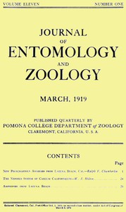 Journal of Entomology and Zoology, Vol. 11, No. 1, March 1919 by Various