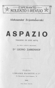 Aspazio: Tragedio en Kvin Aktoj by Aleksander Świętochowski