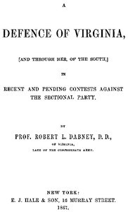 A Defence of Virginia by Robert Lewis Dabney