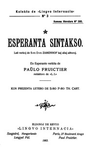 Esperanta sintakso by Paul Fruictier