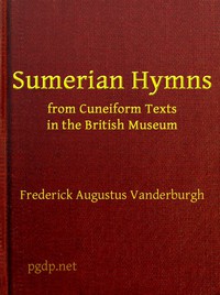 Sumerian Hymns from Cuneiform Texts in the British Museum by Vanderburgh