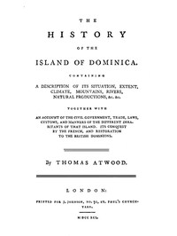 The History of the Island of Dominica by Thomas Atwood