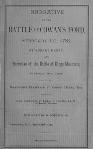 Narrative of the Battle of Cowan's Ford, February 1st, 1781 by Henry and Vance