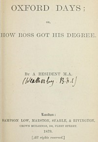 Oxford Days; or, How Ross Got His Degree by F. E. Weatherly