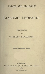 Essays and Dialogues by Giacomo Leopardi