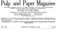 Pulp and Paper Magazine, Vol. XIII, No. 20, October 15, 1916 by Various