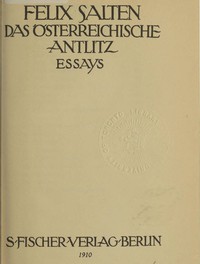 Das österreichische Antlitz: Essays by Felix Salten