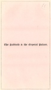 The Sabbath and the Crystal Palace by Anonymous