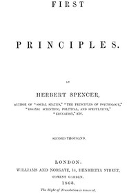 First Principles by Herbert Spencer