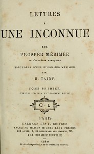 Lettres à une inconnue, Tome Premier by Prosper Mérimée