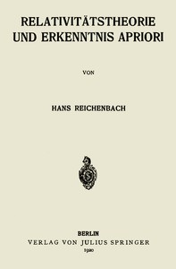 Relativitätstheorie und Erkenntnis Apriori by Hans Reichenbach