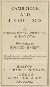 Cambridge and Its Colleges by A. Hamilton Thompson