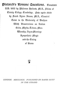 Plutarch's Romane Questions by Plutarch