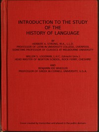 Introduction to the study of the history of language by Willem Sijbrand Logeman et al.