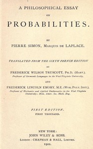 A Philosophical Essay on Probabilities by marquis de Pierre Simon Laplace