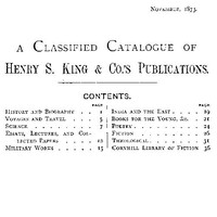 A Classified Catalogue of Henry S. King &amp; Co.'s Publications, November, 1873