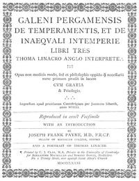 Galeni pergamensis de temperamentis, et de inaequali intemperie by Galen
