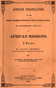 African Colonization by the Free Colored People of the United States, an